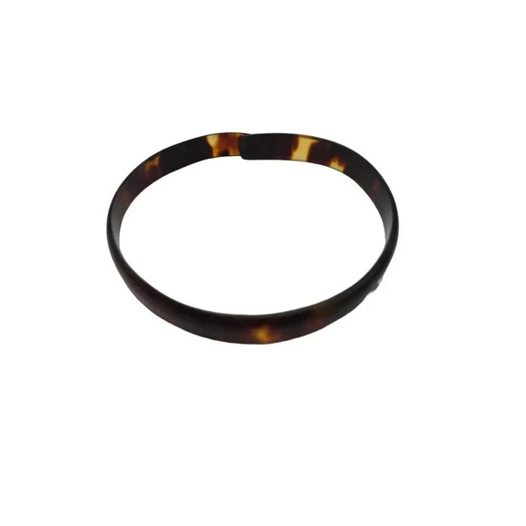 Faux Tortoise Shell Thin Flapper Bypass Bangle Bracelet Vintage - Picture 2 of 5